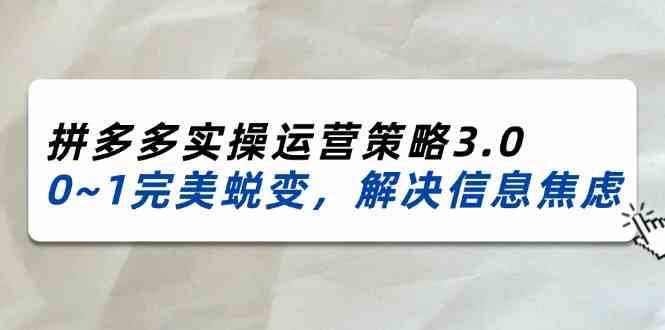 2024-2025拼多多实操运营策略3.0，0~1完美蜕变，解决信息焦虑（38节）-优杰学社