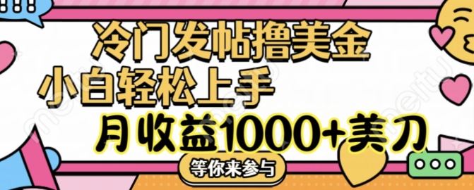 冷门发帖撸美金项目，月收益1000+美金，简单无脑，干就完了【揭秘】-优杰学社