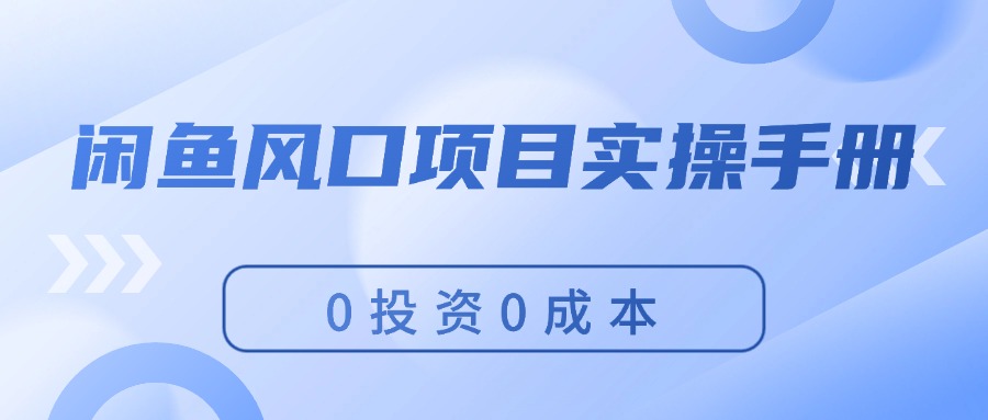 （11923期）闲鱼风口项目实操手册，0投资0成本，让你做到，月入过万，新手可做-优杰学社