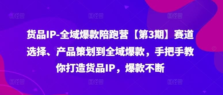 货品IP全域爆款陪跑营【第3期】赛道选择、产品策划到全域爆款，手把手教你打造货品IP，爆款不断-优杰学社