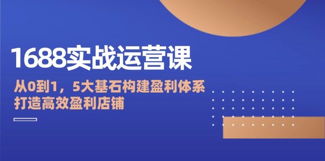 （12482期）1688实战运营课：从0到1，5大基石构建盈利体系，打造高效盈利店铺-优杰学社