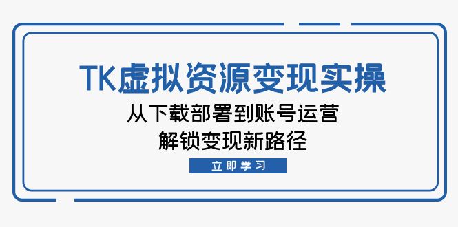 TK虚拟资料变现实操：从下载部署到账号运营，解锁变现新路径-优杰学社